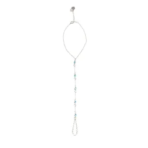 PULSEIRA COM ANEL ACRILICO AZUL  -PRATA 925