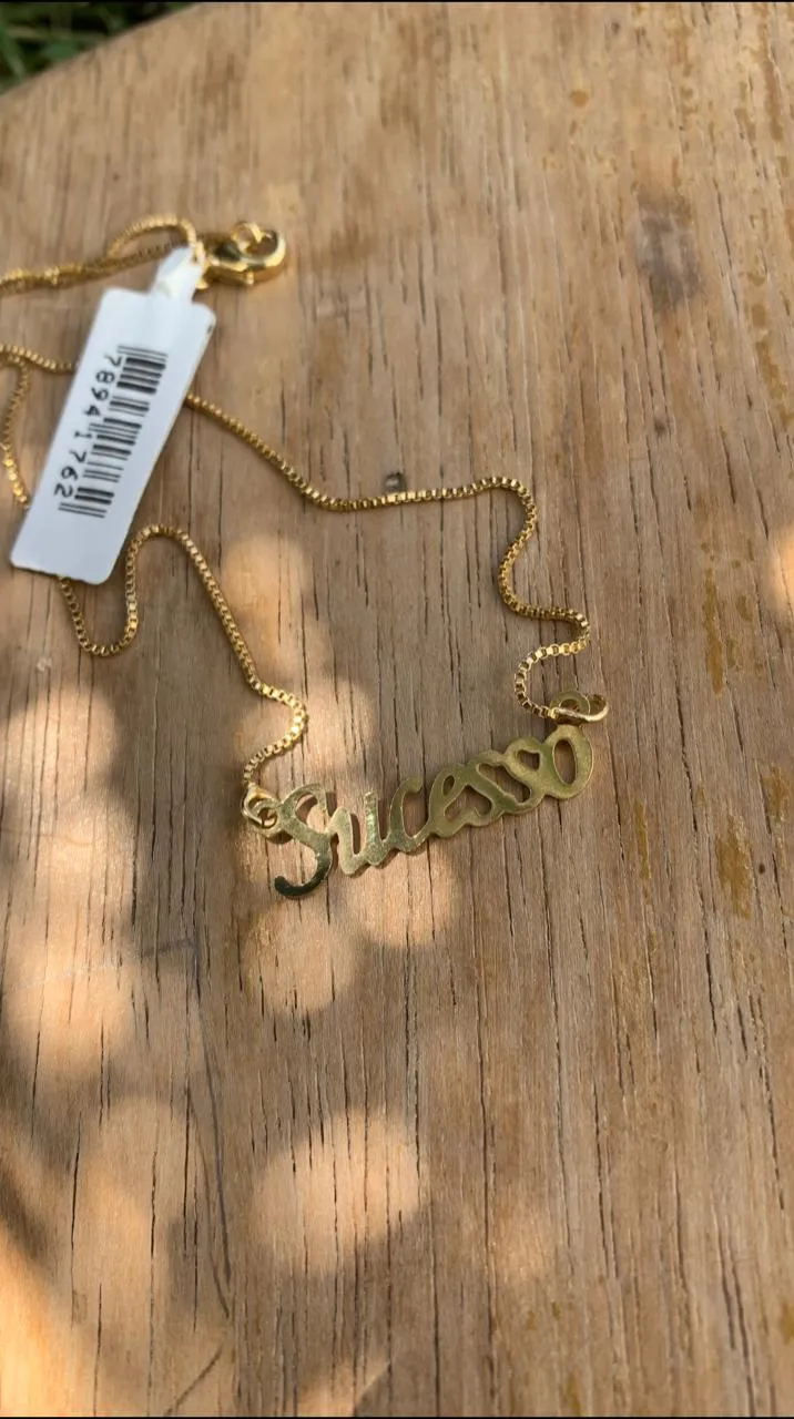 CORRENTE PERSONALIZADA NOME SIMPLES SUCESSO 45 CM-  BANHADO A OURO 18K