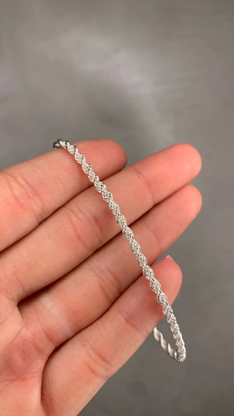 PULSEIRA CORDÃO BAIANO MÉDIO LISO -PRATA 925