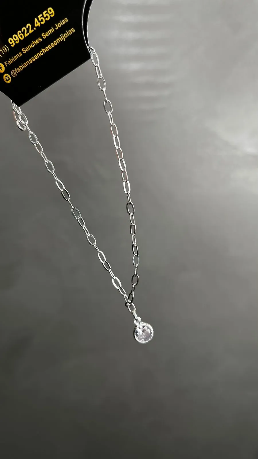 PULSEIRA ELO GRUMET LARGO COM PONTO DE LUZ PENDURADO -PRATA 925