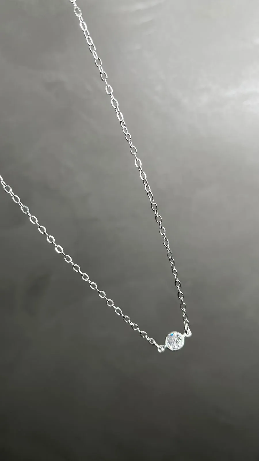 CHOKER ELO PORT FINO COM PONTO DE LUZ ACRILICO CRISTAL-PRATA 925