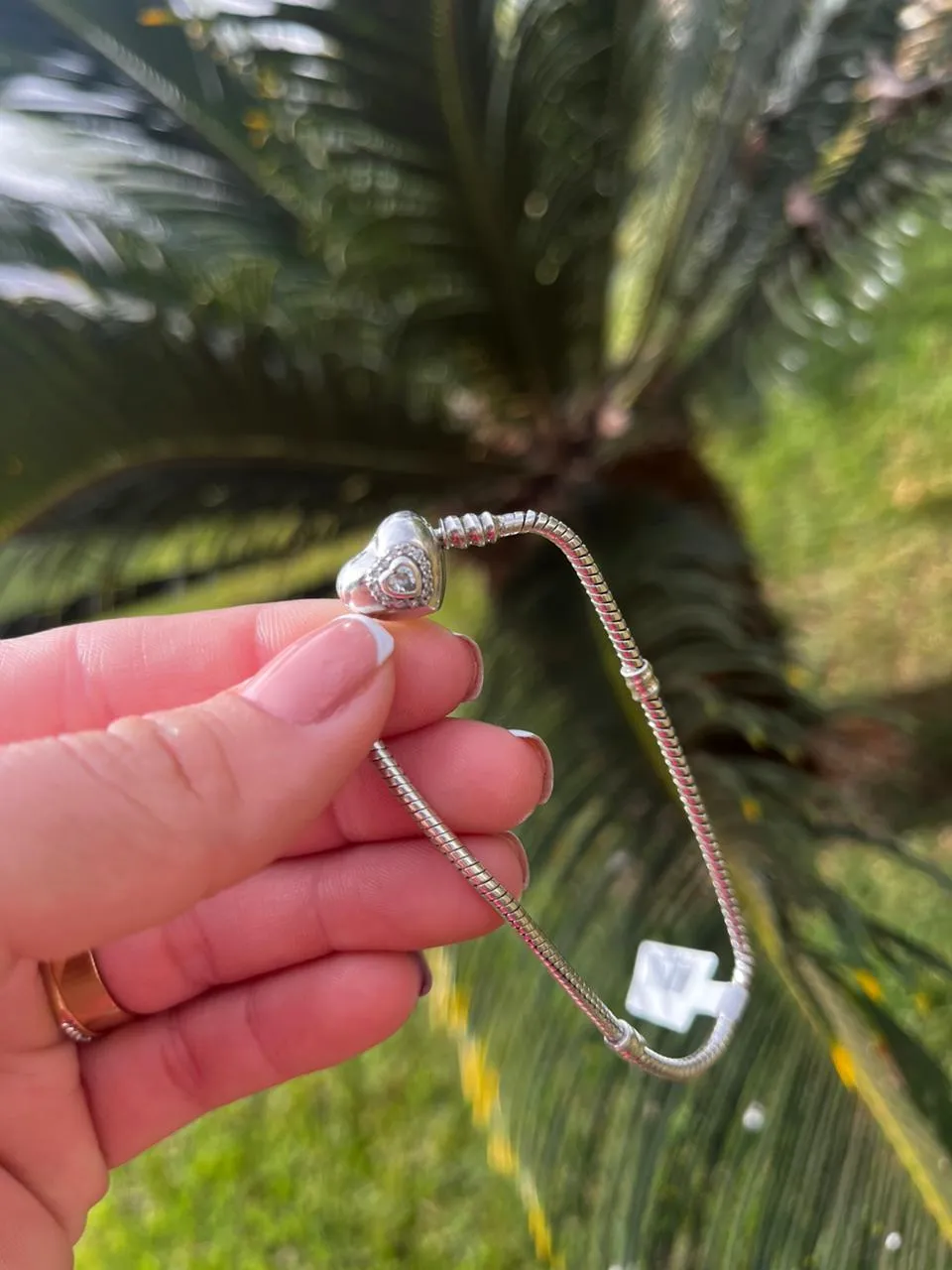 PULSEIRA PANDORA COM CORAÇÃO E ZIRCONIA CRISTAL -PRATA 925