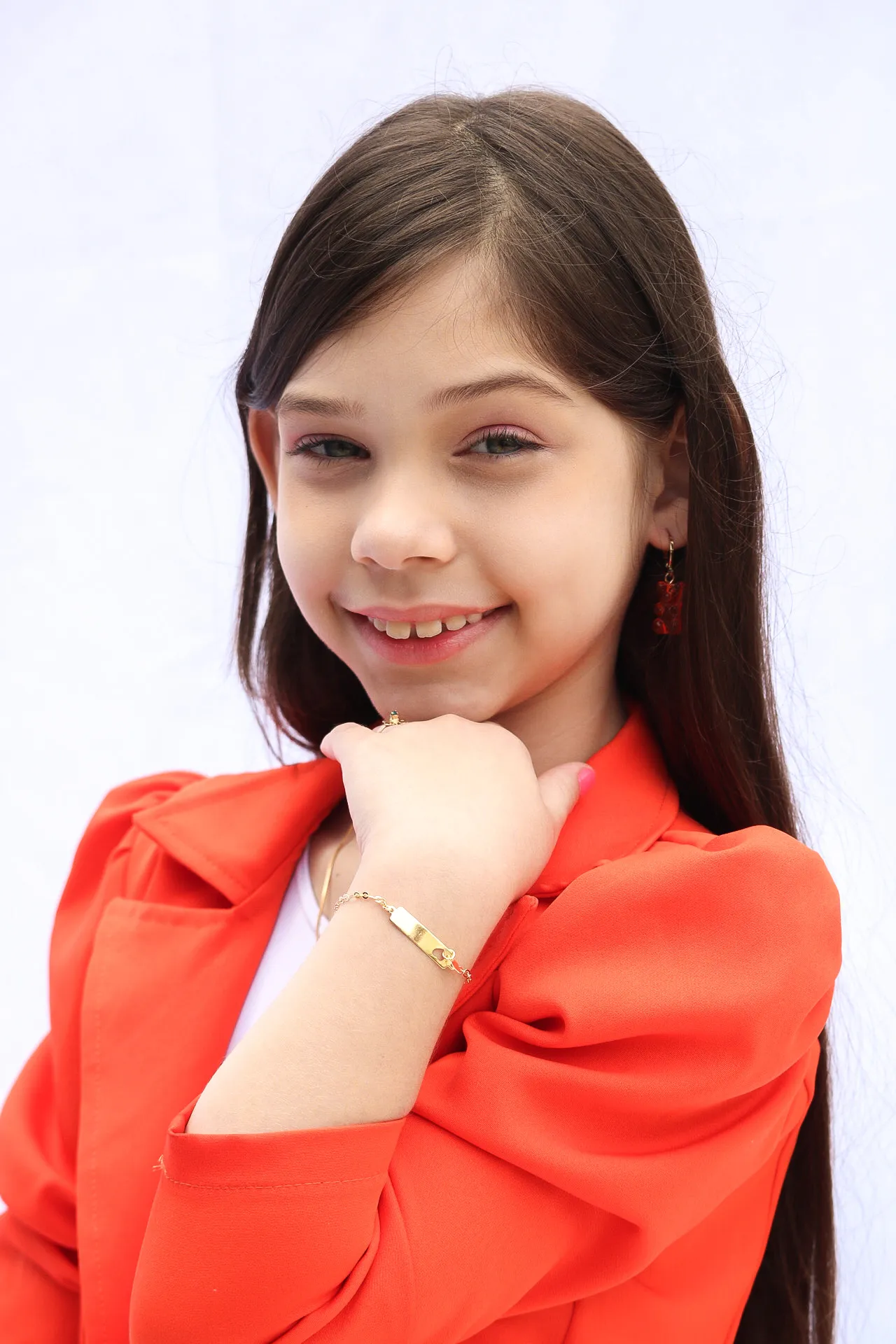 PULSEIRA INFANTIL COM PLACA PARA GRAVAR NOME COM CORAÇÃO PENDURADO LISA -BANHADO A OURO 18K