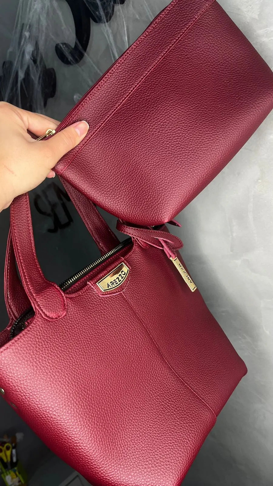 BOLSA REPLICA SCHUTZ MARSALA  COM ALÇA E BOLSINHA AVULSA