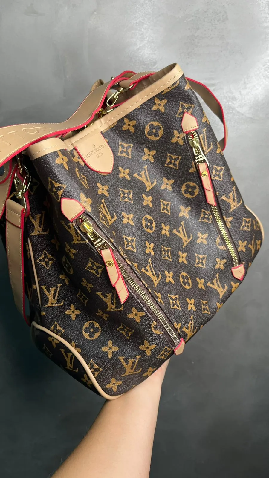 BOLSA REPLICA LV SACO MARROM COM ALÇA