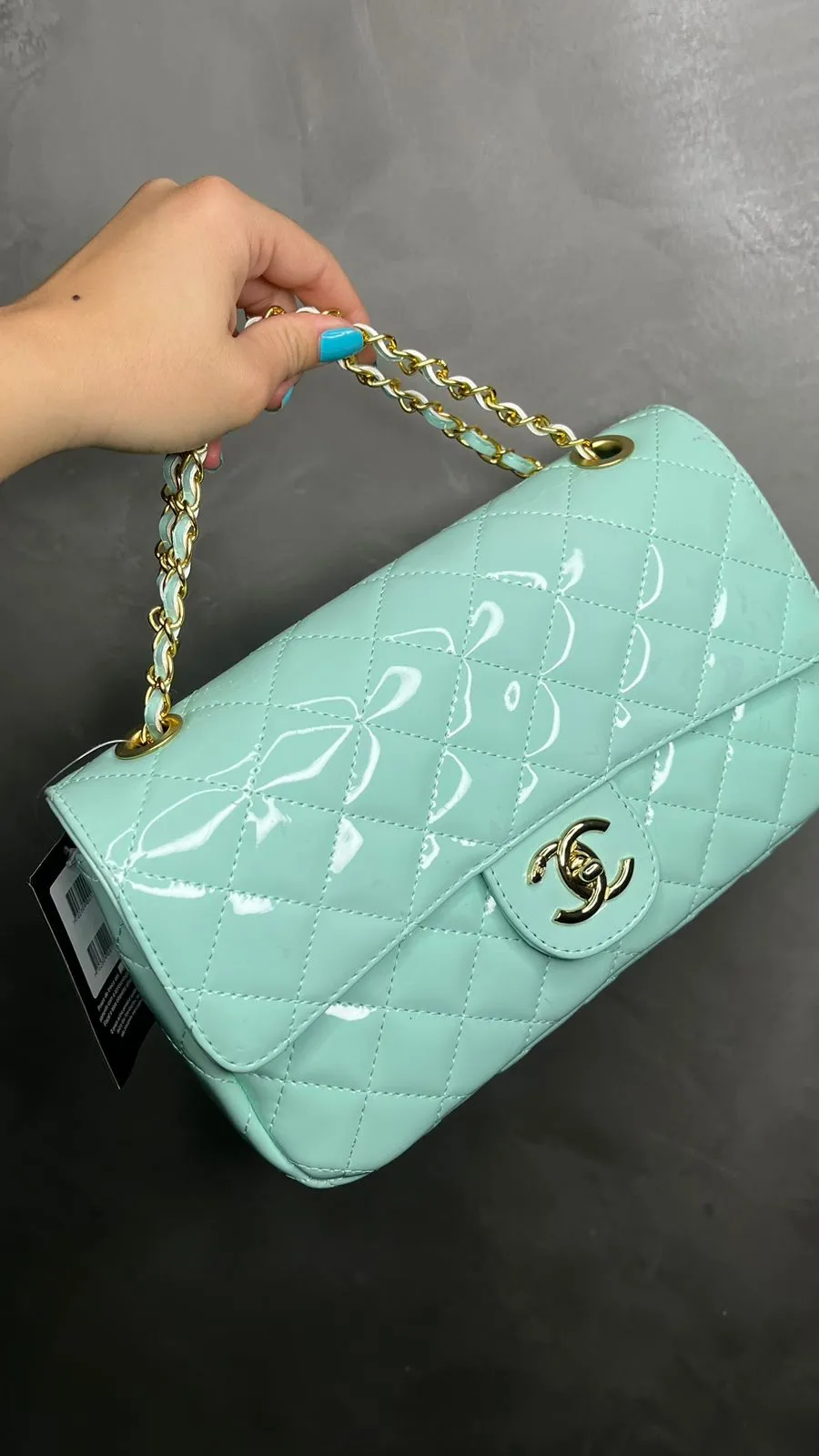 BOLSA REPLICA CHANEL VERDE AGUA COM ALÇA