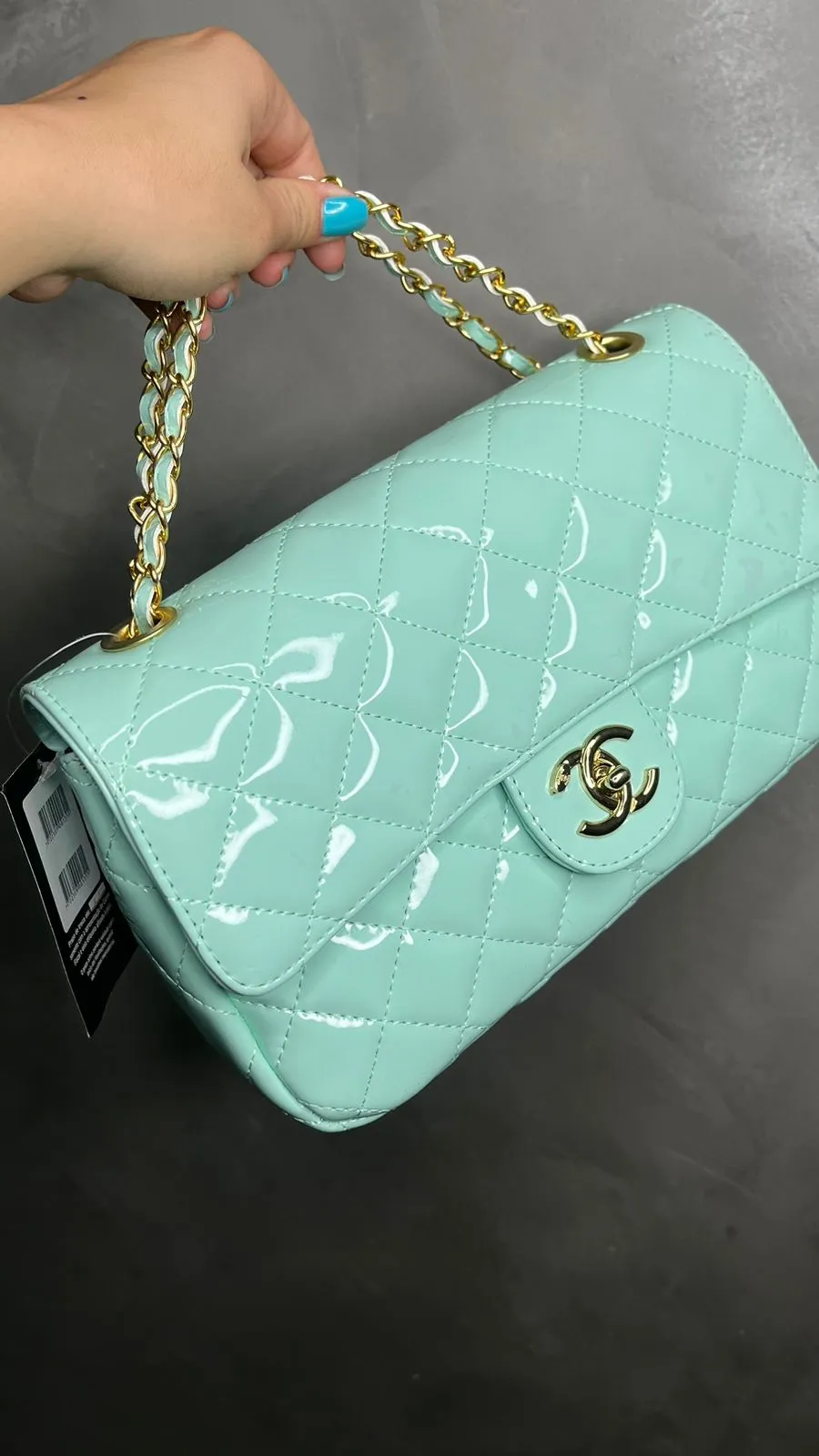 BOLSA REPLICA CHANEL VERDE AGUA COM ALÇA