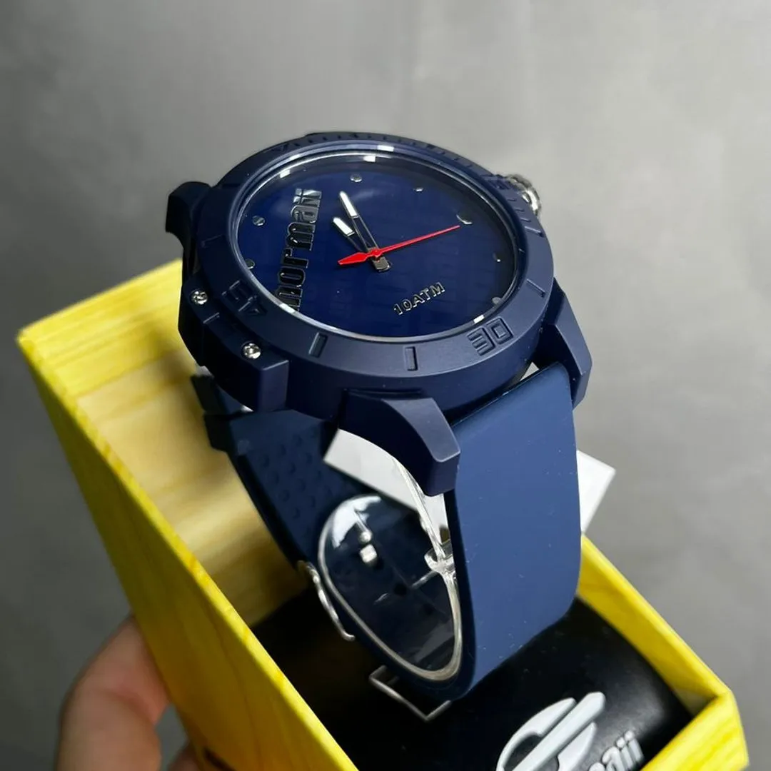 RELÓGIO MORMAII AZUL COM PULSEIRA DE SILICONE - COR AZUL