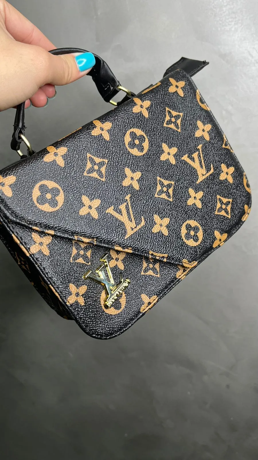 BOLSA REPLICA LV MARROM COURO SINTÉTICO COM ALÇA