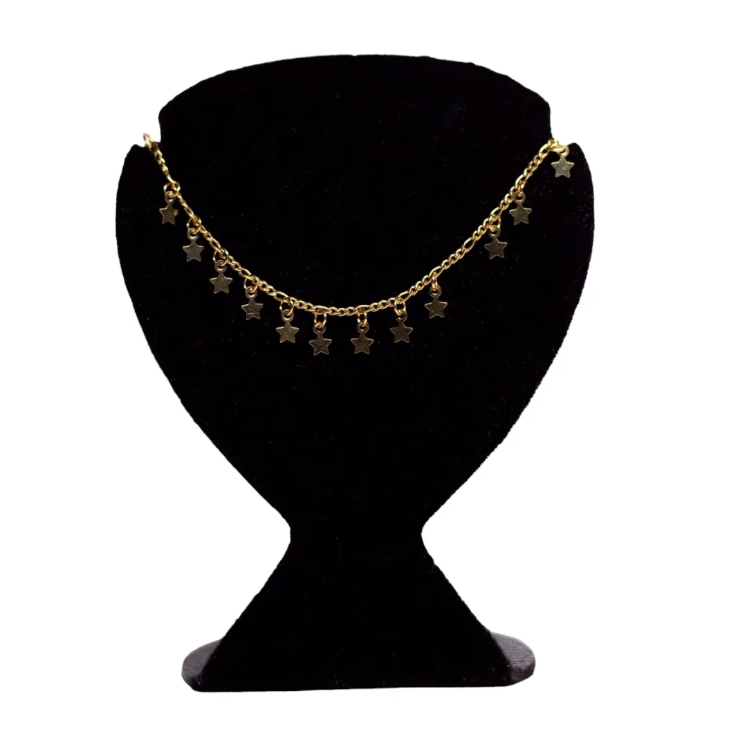 CHOKER 3X1 ESTRELA PENDURADA COM EXTENSOR - BANHADO A OURO 18K