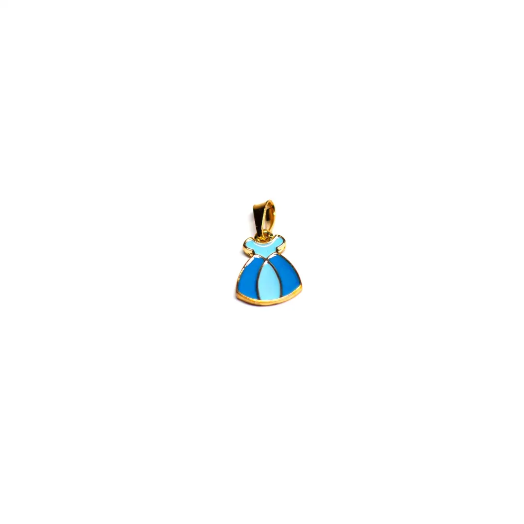 PINGENTE VESTIDO PRINCESA AZUL - BANHADO A OURO 18K