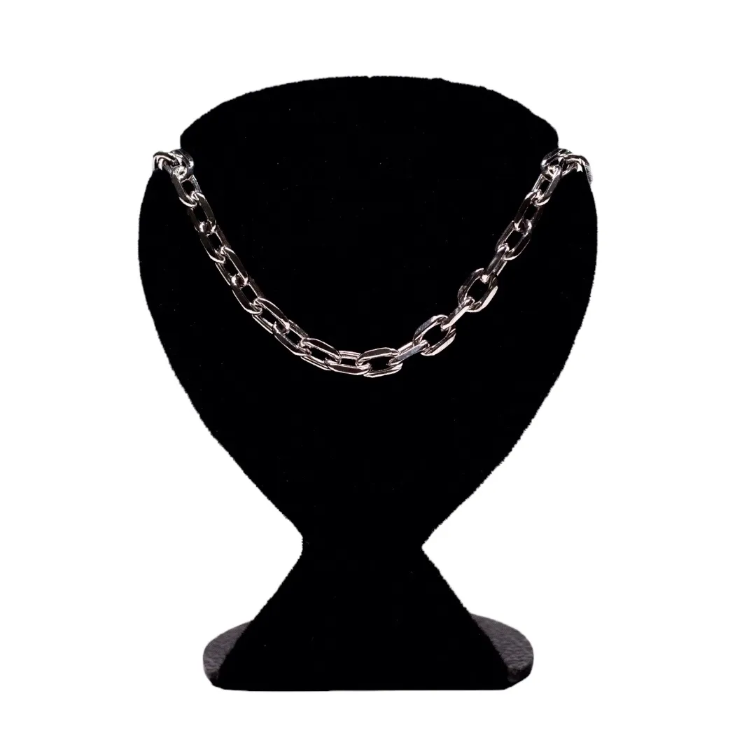 CHOKER CARTHIE CADIADINHO GRANDE COM EXTENSOR - BANHADO A RÓDIO BRANCO