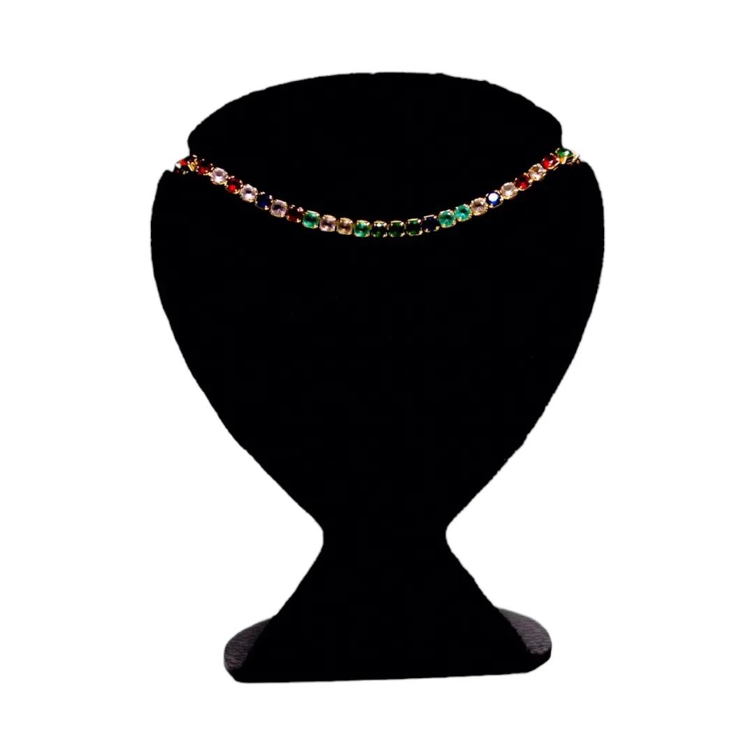 CHOKER RIVIERA PEDRA COLORS COM EXTENSOR- BANHADO A OURO 18K