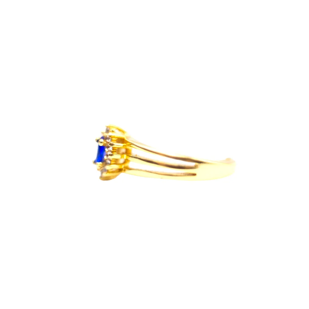 ANEL PEDRA OVAL AZUL  COM ZIRCONIA Nª19 - BANHADO A OURO 18K