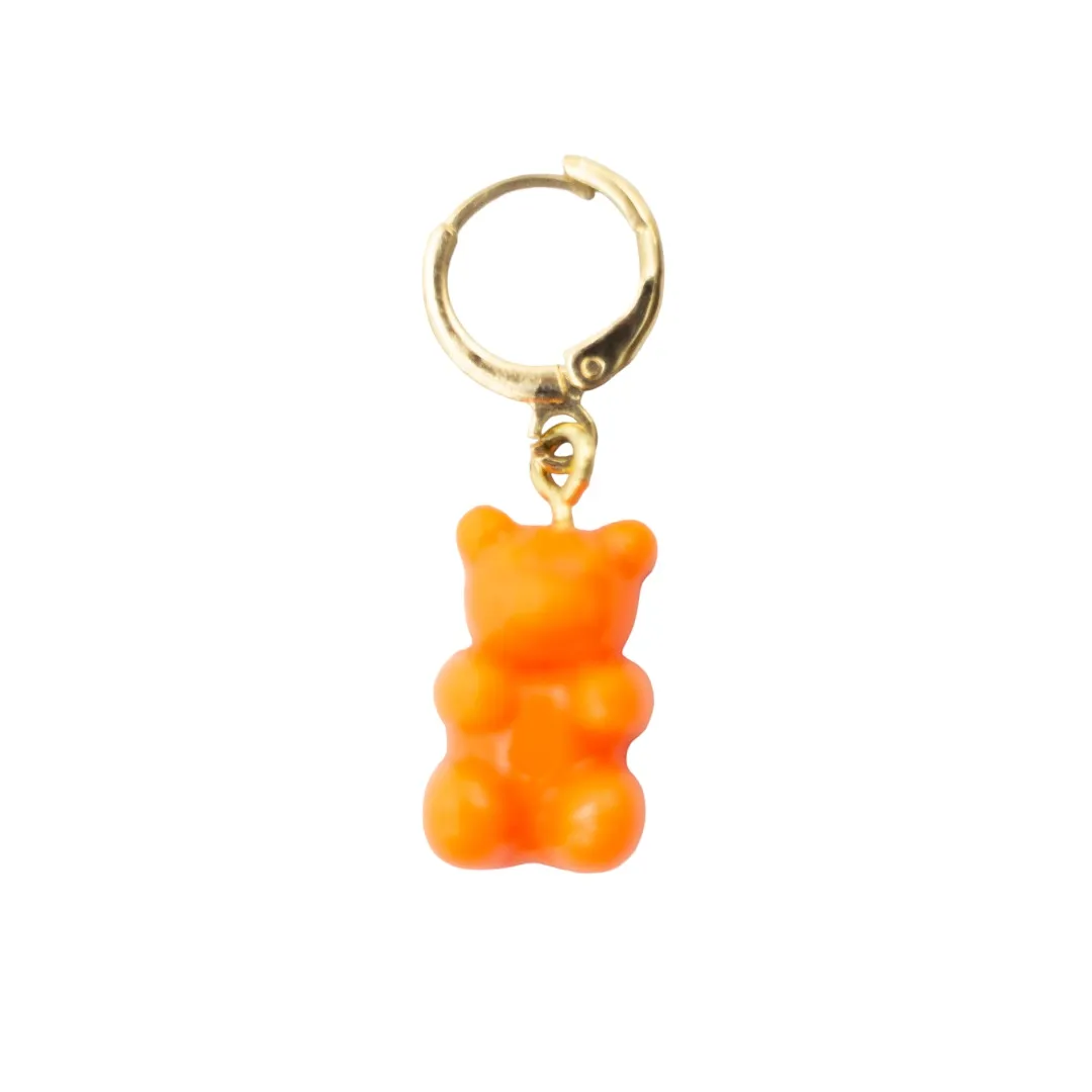 PINGENTE URSINHO TED LARANJA NEON CINTILANTE- BANHADO A OURO 18K