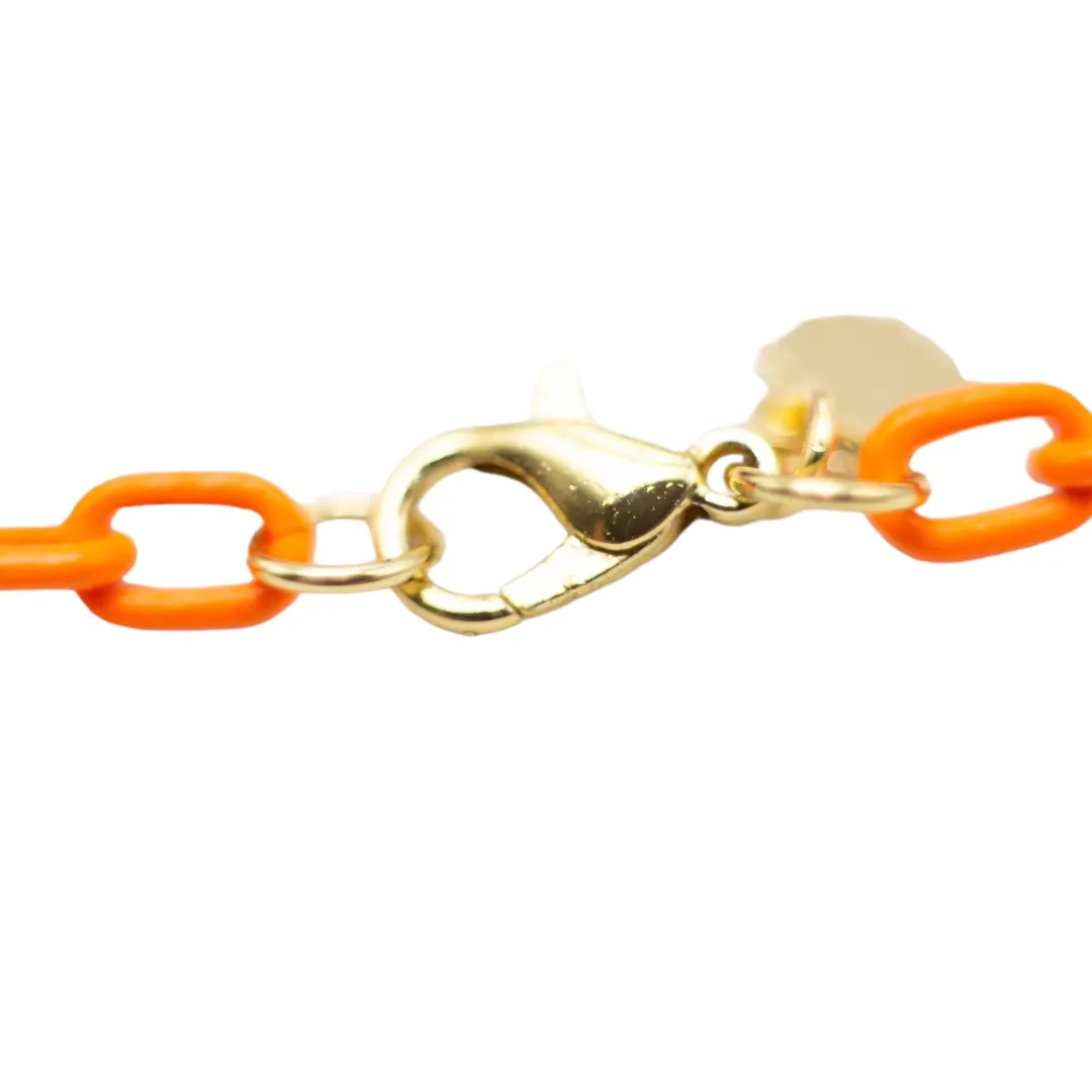 CORRENTE NEON ELO CARTHIE  FINO  LARANJA  - BANHADO A OURO 18K