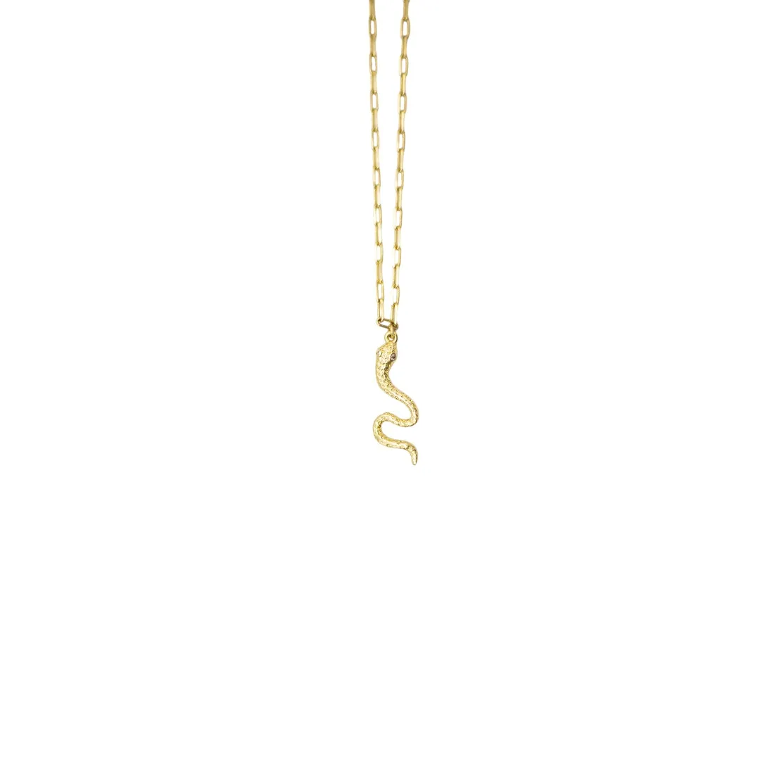 CORRENTE CARTHIE COM PINGENTE COBRA LISA COM EXTENSOR - BANHADO A OURO 18K