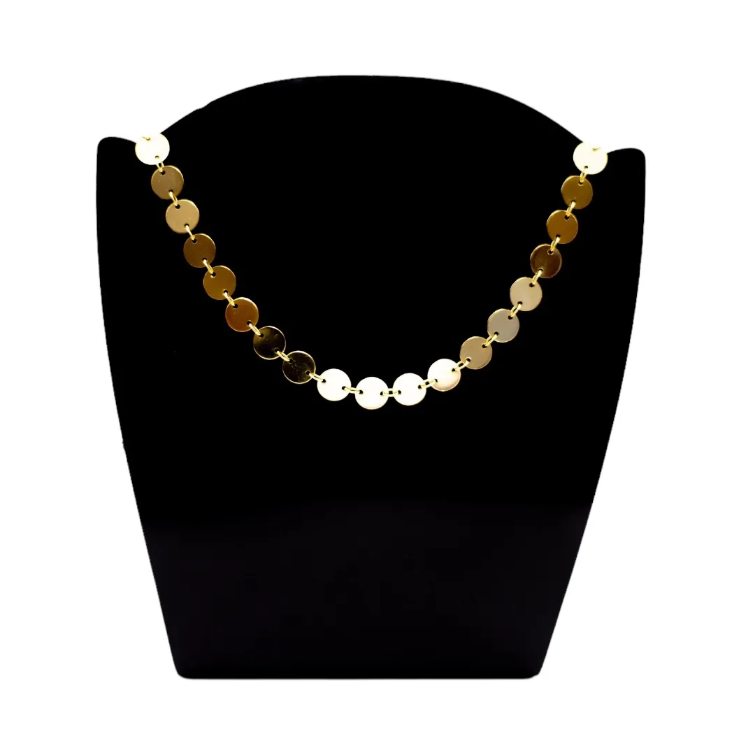 CHOKER CORRENTE MEDALHAS COM EXTENSOR- BANHADO A OURO 18K