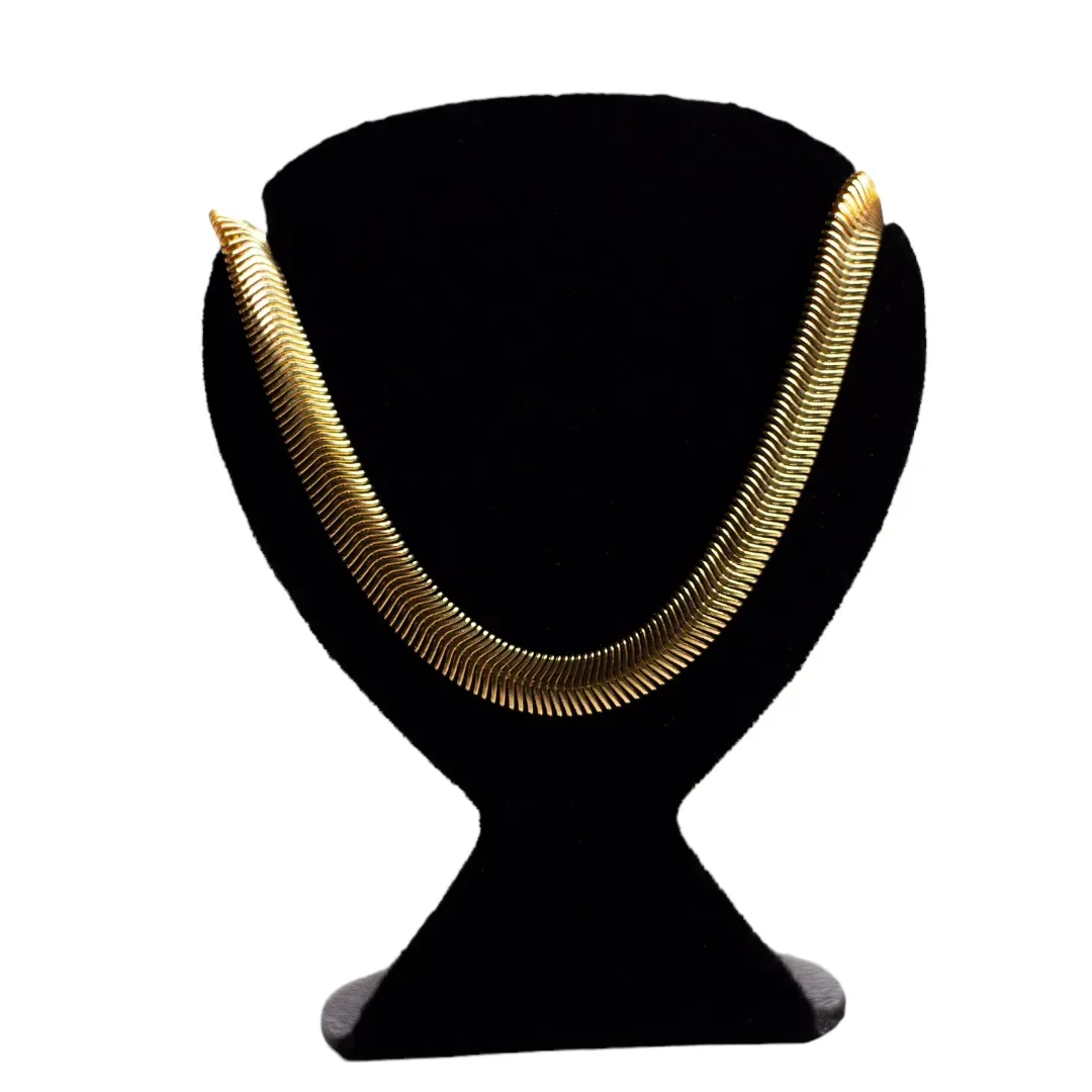 CHOKER LAMINADO LACRAIA GROSSO LISO COM EXTENSOR  - BANHADO A OURO 18K