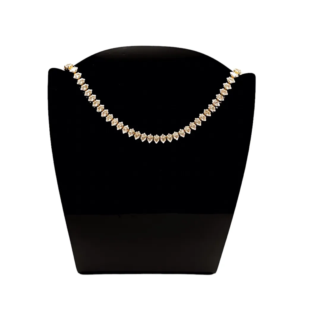 CHOKER RIVIERA OVAL CRAVEJADA COM NAVETE COM FECHO GAVETA SIMPLES CRISTAL ROSÉ GOLD - BANHADO A OURO 18K