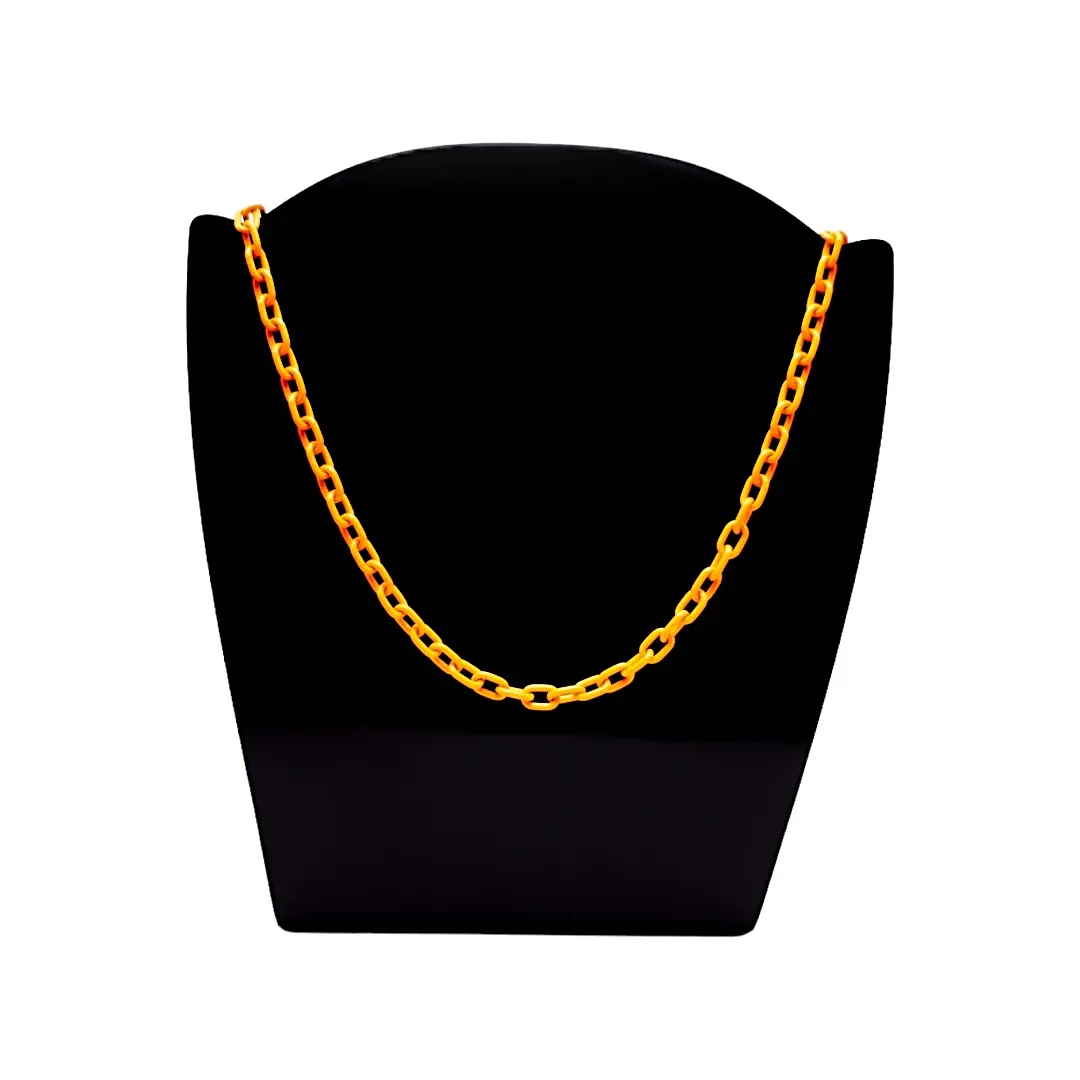 CORRENTE NEON ELO CARTHIE  FINO  LARANJA  - BANHADO A OURO 18K