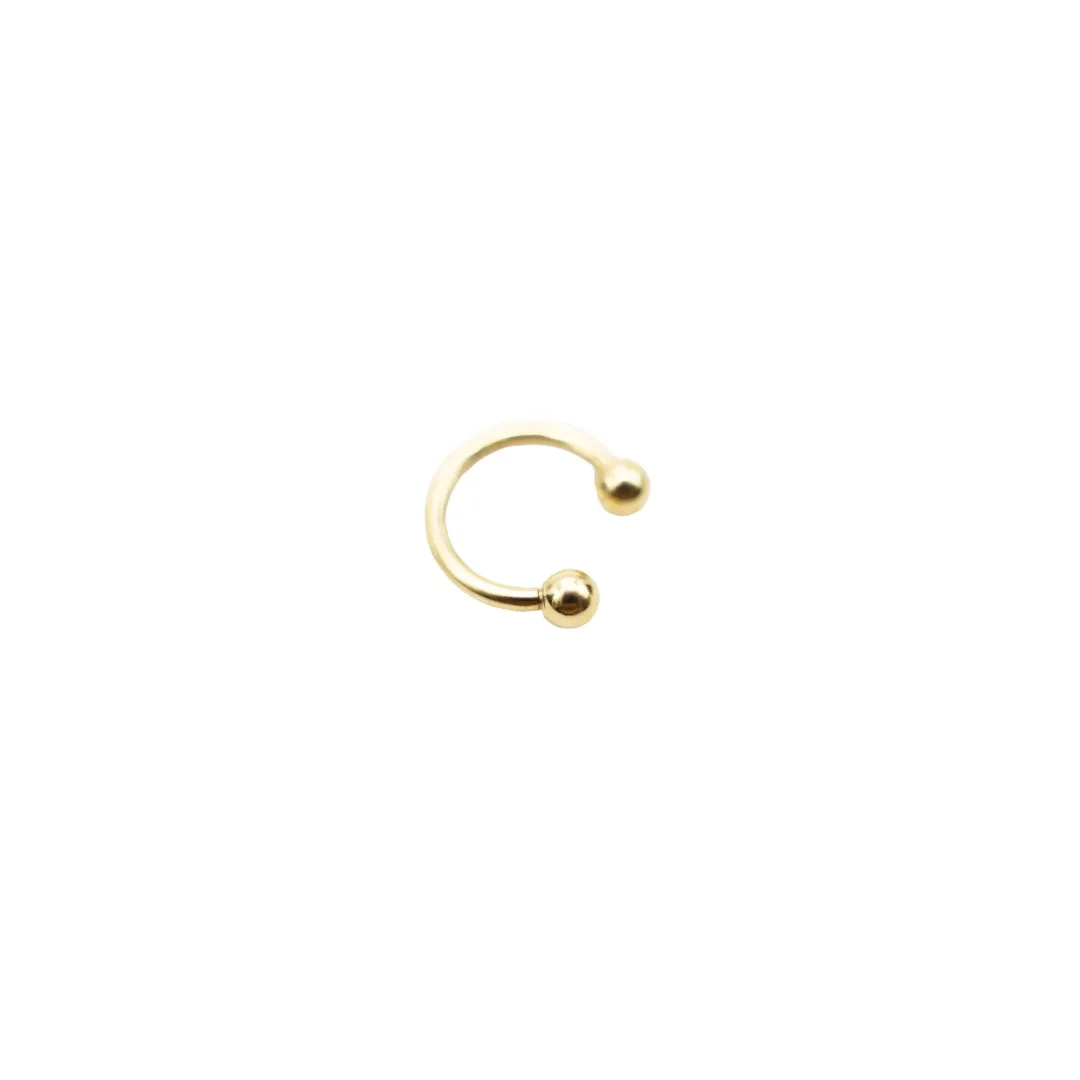 PIERCING FERRADURA LISO 8MM/10MM- BANHADO A OURO 18K