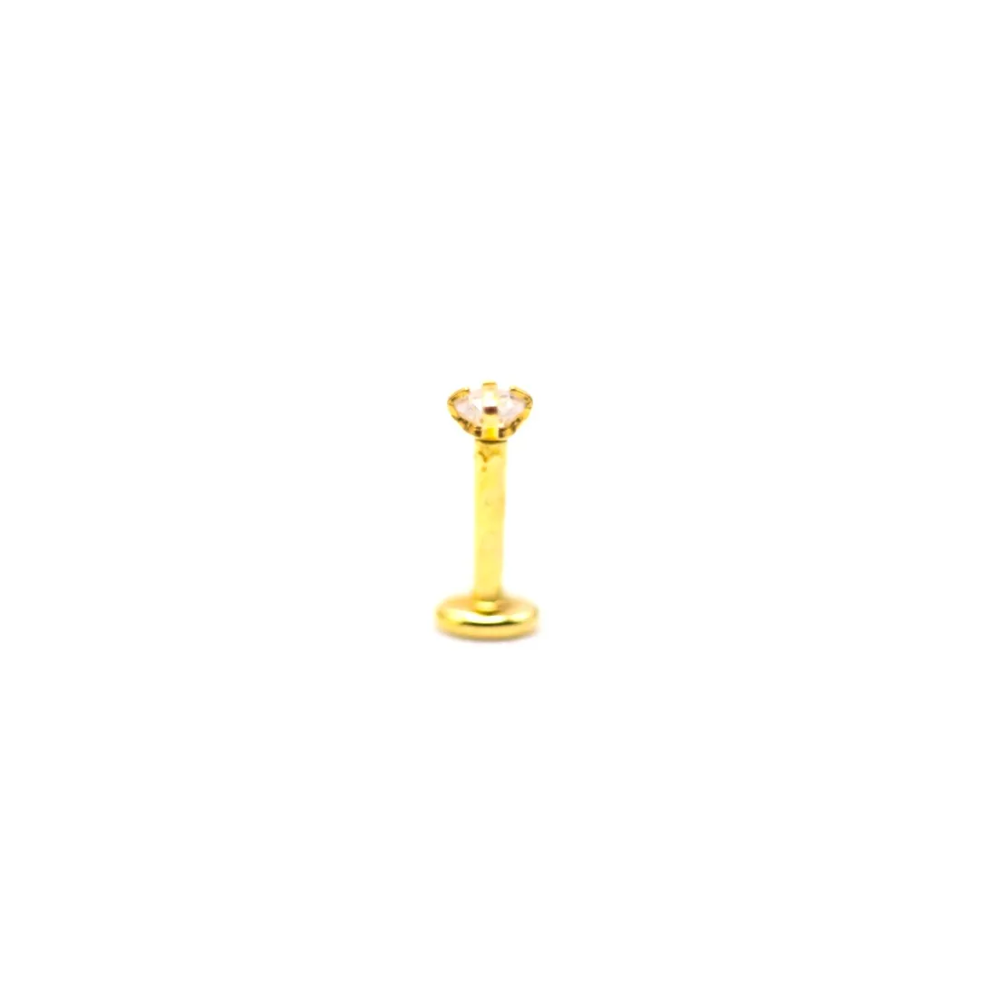 PIERCING PINO PONTO DE LUZ ZIRCONIA FRONTAL COM TARRACHA LISA 6MM -  BANHADO OURO 18K