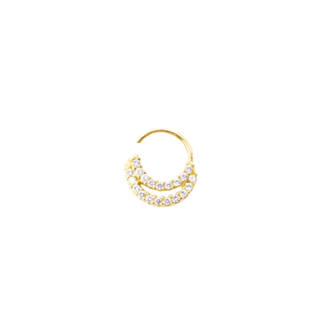 PIERCING SEPTO ZIRCONIA DUPLA - BANHADO A OURO 18K