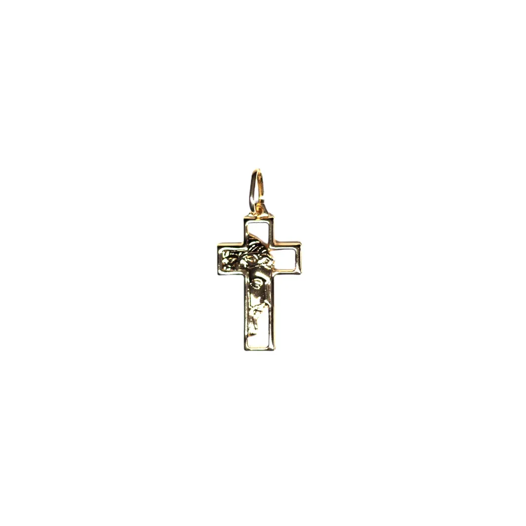 PINGENTE CRUCIFIXO MÉDIO COM  JESUS CRISTO CRUCIFICADO - BANHADO A OURO 18K