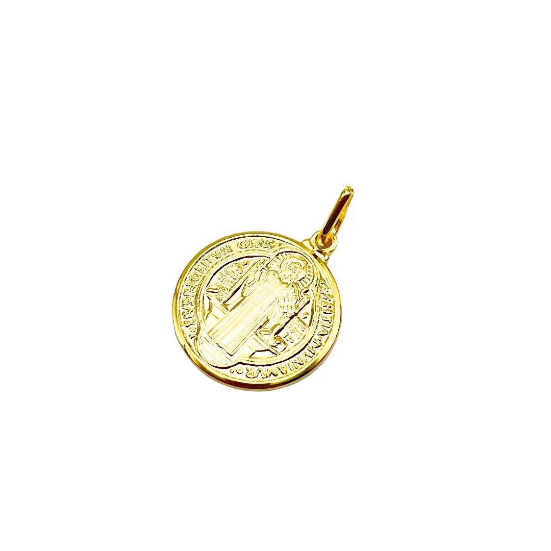 PINGENTE MEDALHA DE SÃO BENTO MÉDIA- BANHADO A OURO 18K