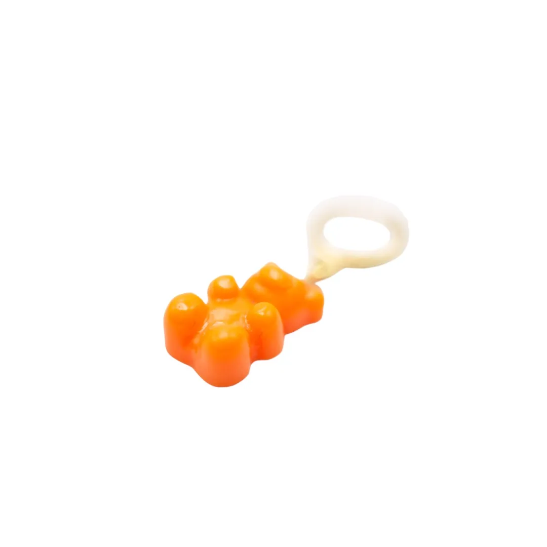 PINGENTE URSINHO TED LARANJA NEON CINTILANTE- BANHADO A OURO 18K