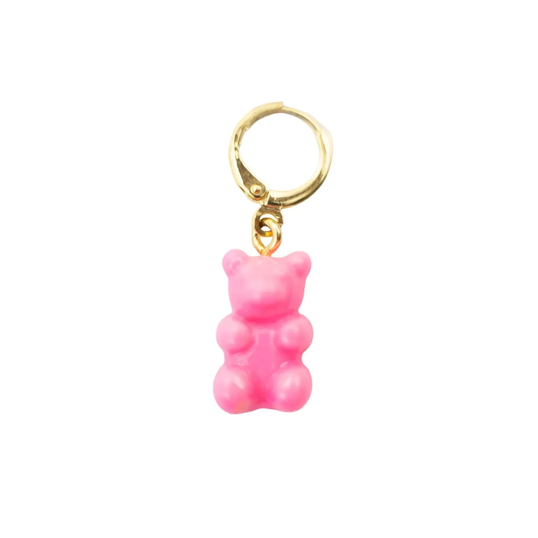 PINGENTE URSINHO TED ROSA NEON CINTILANTE- BANHADO A OURO 18K