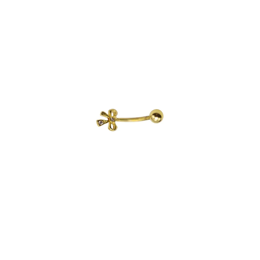 PIERCING DE UMBIGO BOLINHA E  LAÇO  ZIRCONIA  -  BANHADO A OURO 18K