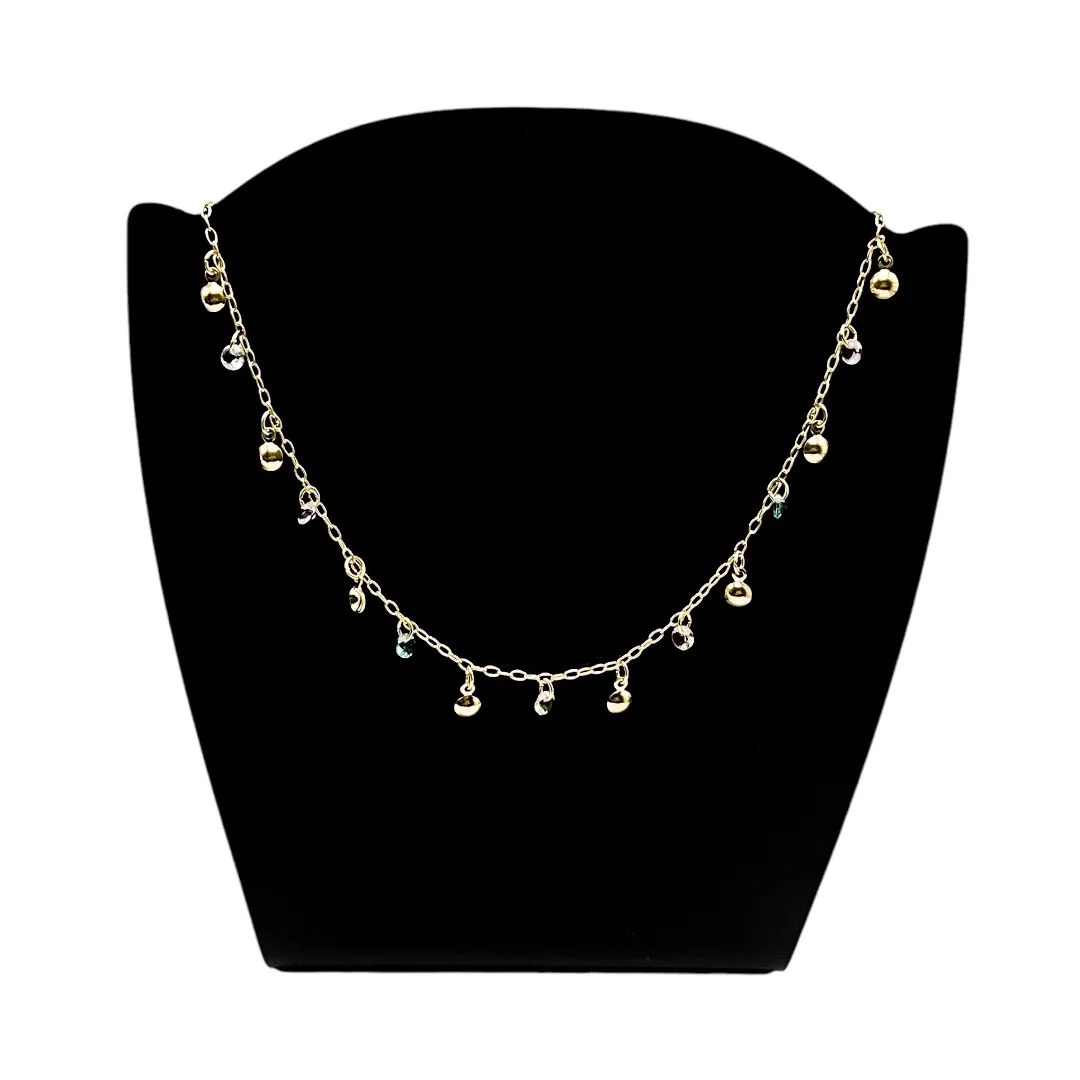 CHOKER COM PONTO DE LUZ COLORS E MEDALHAS LISA PENDURADO - BANHADO A OURO 18K