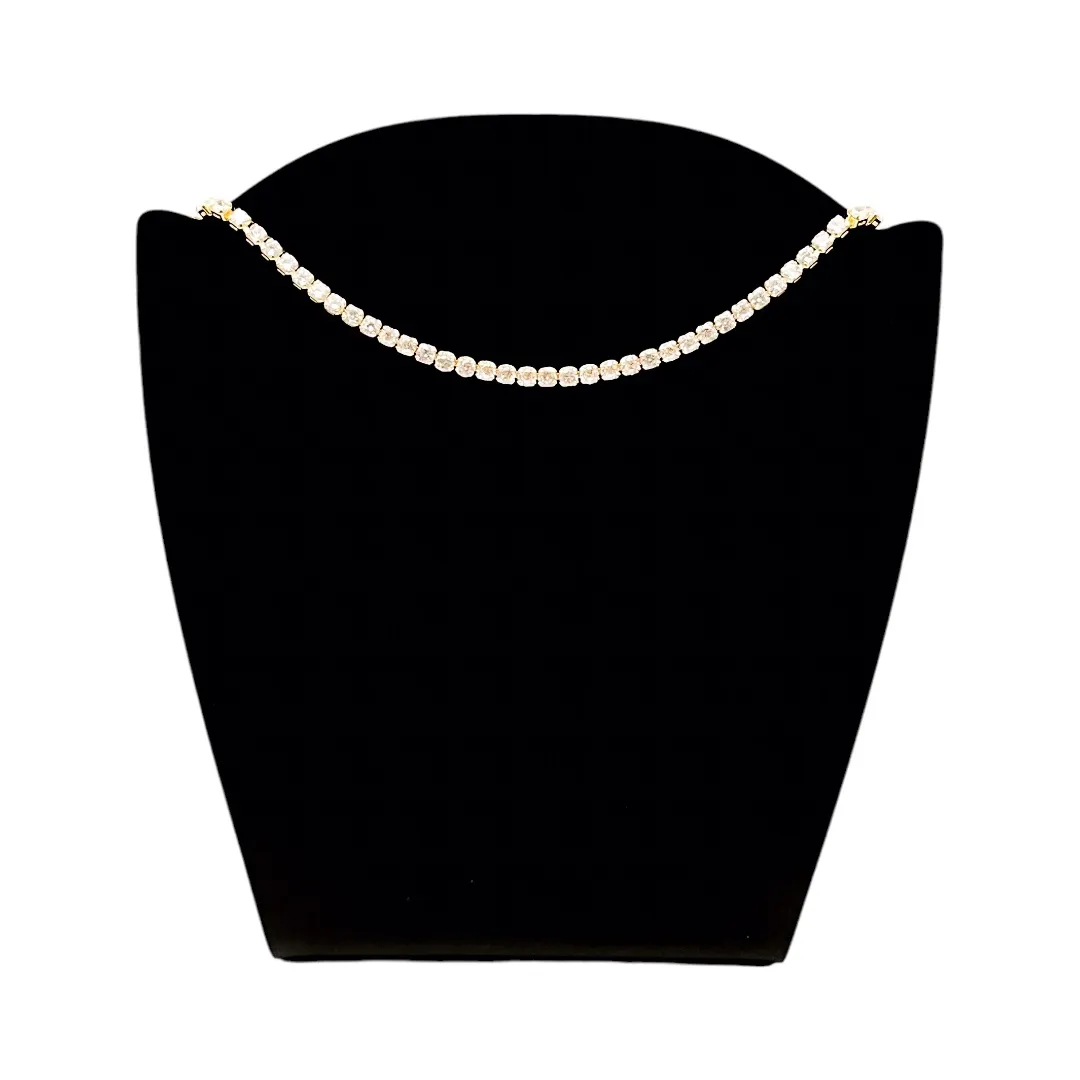 CHOKER RIVIERA GROSSO ZIRCONIA CRISTAL COM EXTENSOR - BANHADO A OURO 18K