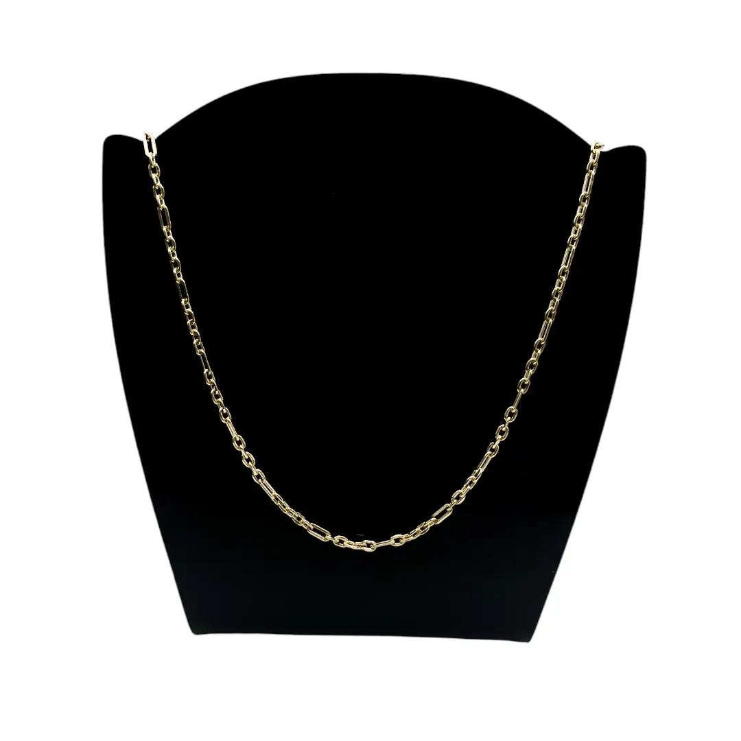 CORRENTE MASCULINA 5X1 FINA ELO CARTHIE CADIADINHO E LARGO 60CM- BANHADO A OURO 18K