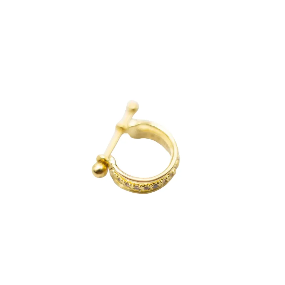 PIERCING CONCH 2 FILEIRA LISAS/ 1 ZIRCONIA   - BANHADO A OURO 18K