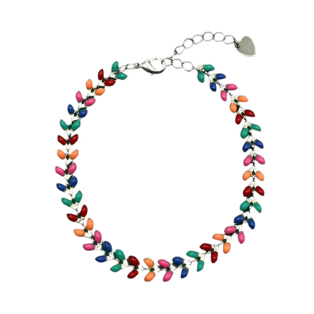 PULSEIRA FOLHA NEON COLORS- BANHADO A RÓDIO BRANCO