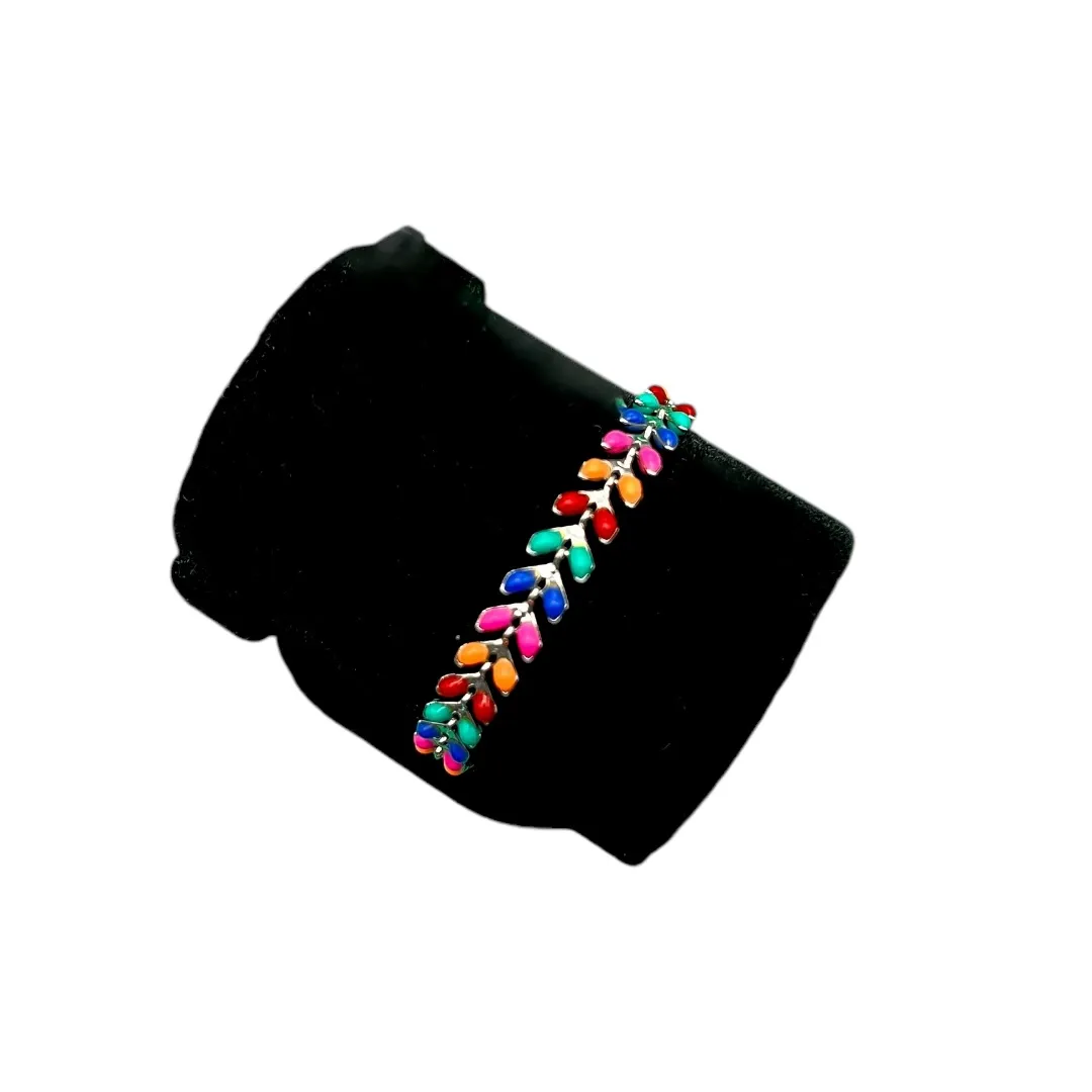 PULSEIRA FOLHA NEON COLORS- BANHADO A RÓDIO BRANCO