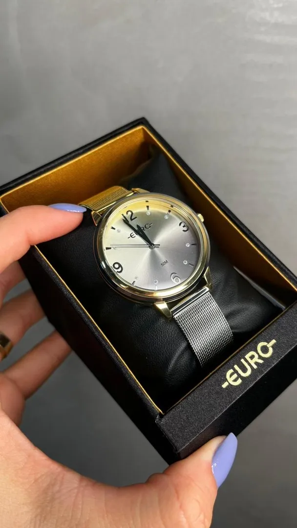 RELÓGIO EURO FEMININO GRAFITE E DOURADO PULSEIRA EM AÇO ESTEIRA INTERIOR DOURADO E GRAFITE MESCLADO   - COR DOURADO E GRAFITE