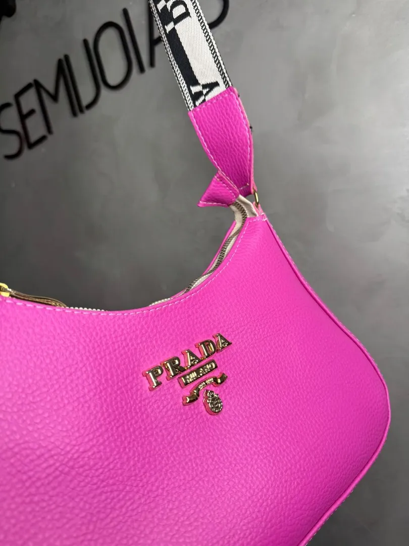 BOLSA REPLICA PRADA COURO SINTETICO PINK ACOMPANHA ALÇA TRANVESAL