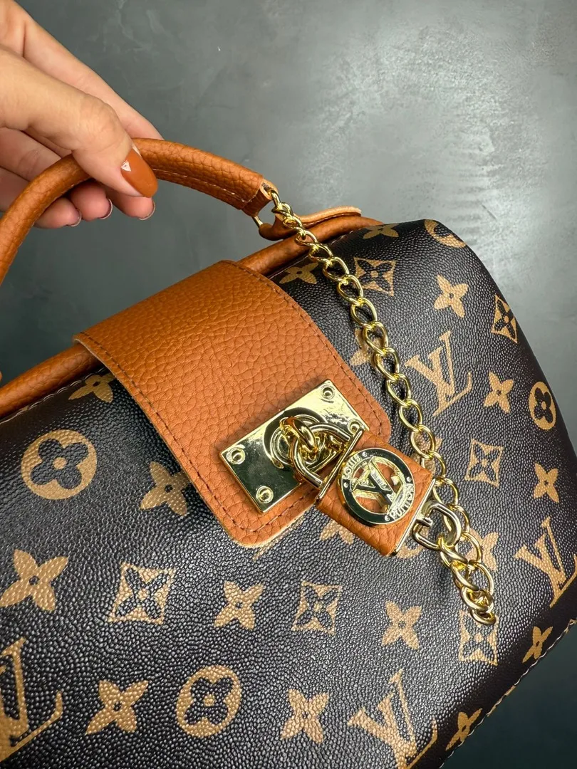 BOLSA REPLICA LV BAU COURO SINTETICO MARROM COM CADEADO ACOMPANHA ALÇA TRASVERSAL