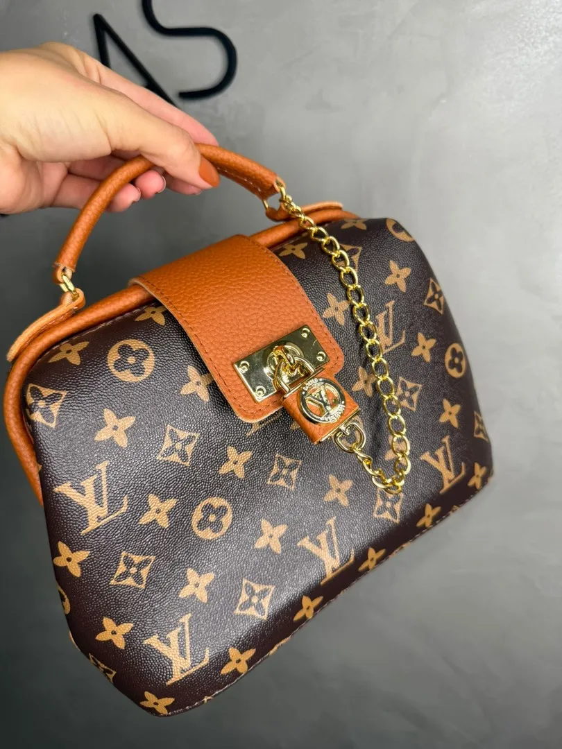 BOLSA REPLICA LV BAU COURO SINTETICO MARROM COM CADEADO ACOMPANHA ALÇA TRASVERSAL