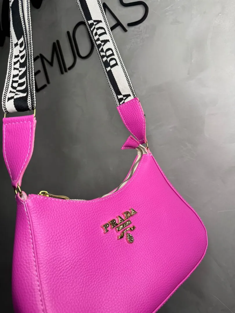 BOLSA REPLICA PRADA COURO SINTETICO PINK ACOMPANHA ALÇA TRANVESAL